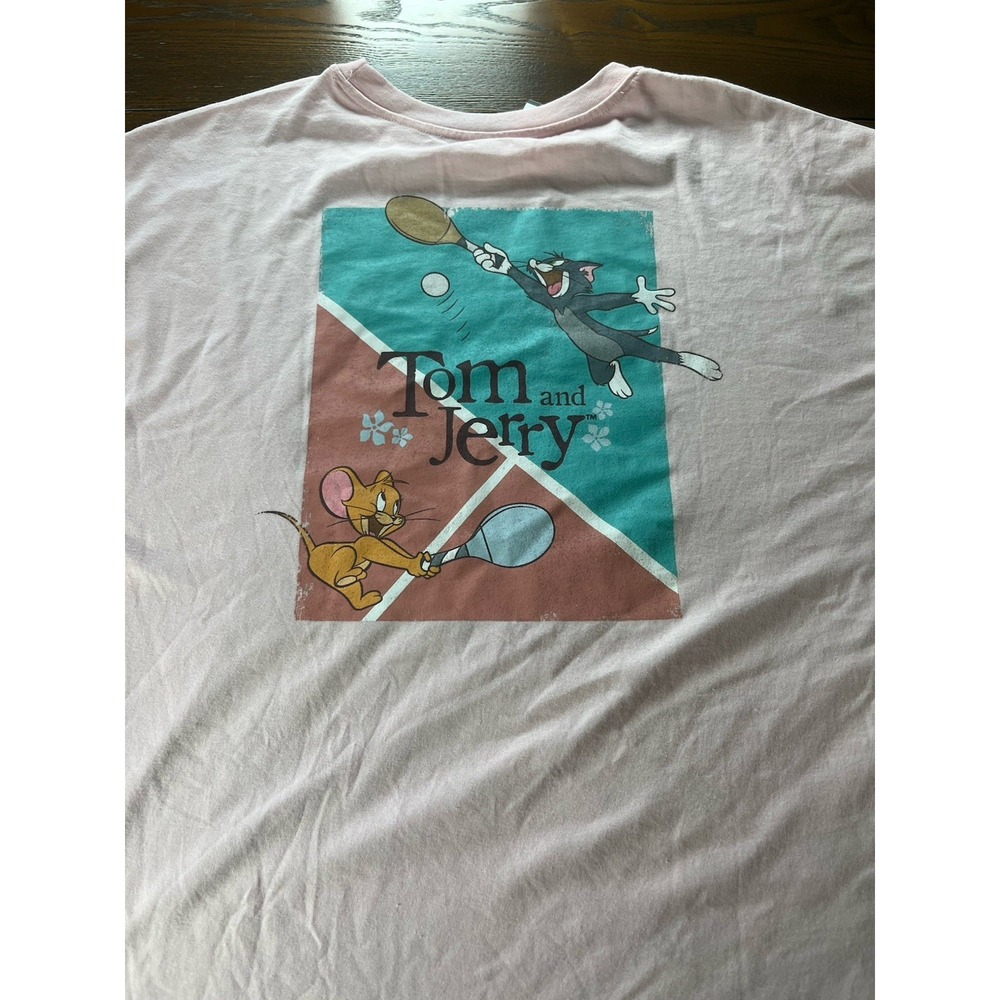 NEW Tom and Jerry T-shirt Pink Double Sided Graphic TShirt Size XL NWT